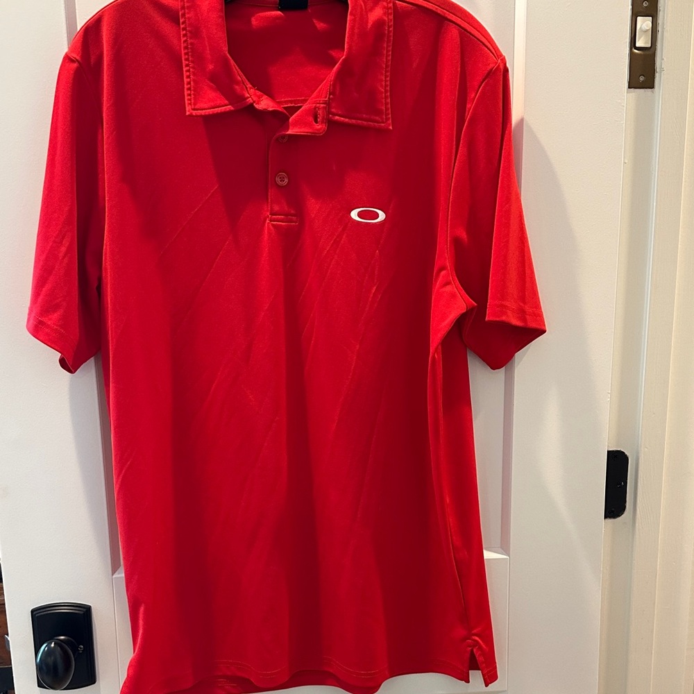 Oakley Men's Bright Red Polo with White Logo